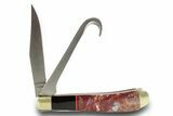 Pocket Knife with Jasper and Obsidian Inlays #370830-3